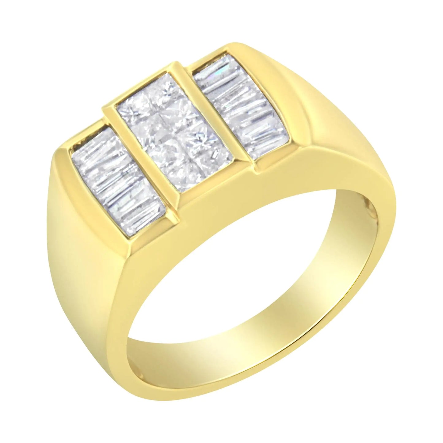 14kt gult gull diamantring (1 5/8 cttw, HI Color, I1-I2 Clarity)