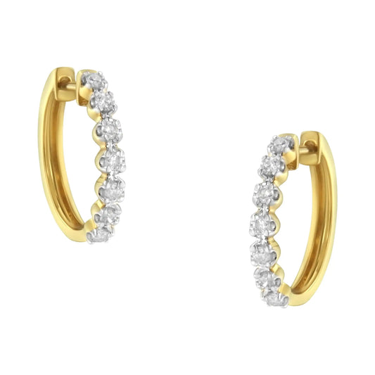 Aros de diamantes de oro amarillo de 10 quilates (1/2 ct, color JK, claridad I2-I3)