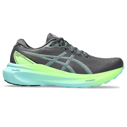 Zapatillas de running ASICS Gel-Kayano 30 para hombre, talla 11.5, gris portador/menta iluminada