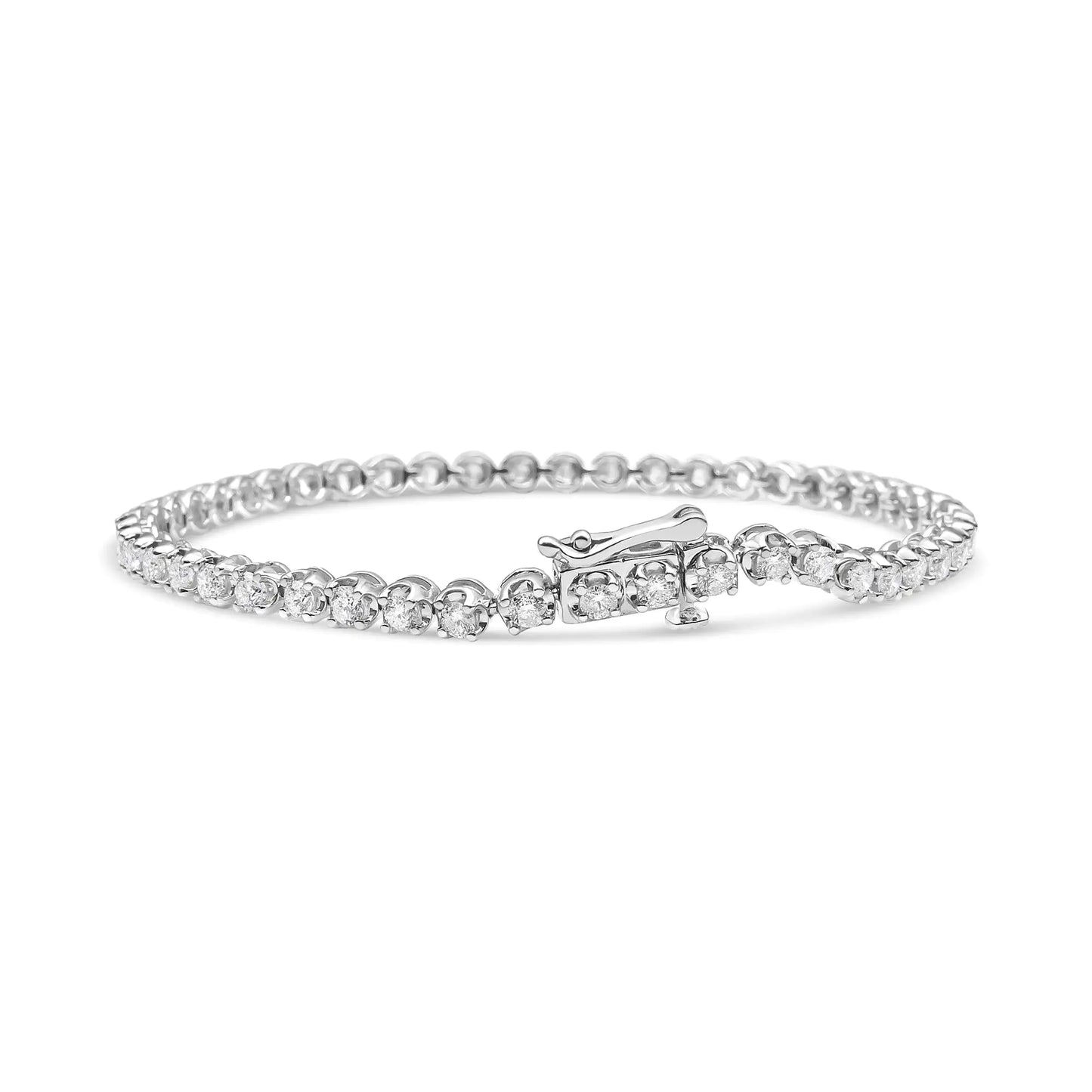 Pulsera clásica de tenis para mujer en oro blanco de 14 quilates con diamantes de 5,0 quilates (color HI, claridad SI1-SI2) - 18 cm