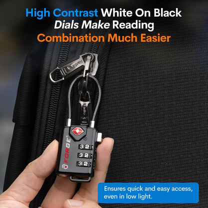 TSA Approved Cable Luggage Locks, Re-settable Combination with Alloy Body Black Single Pack