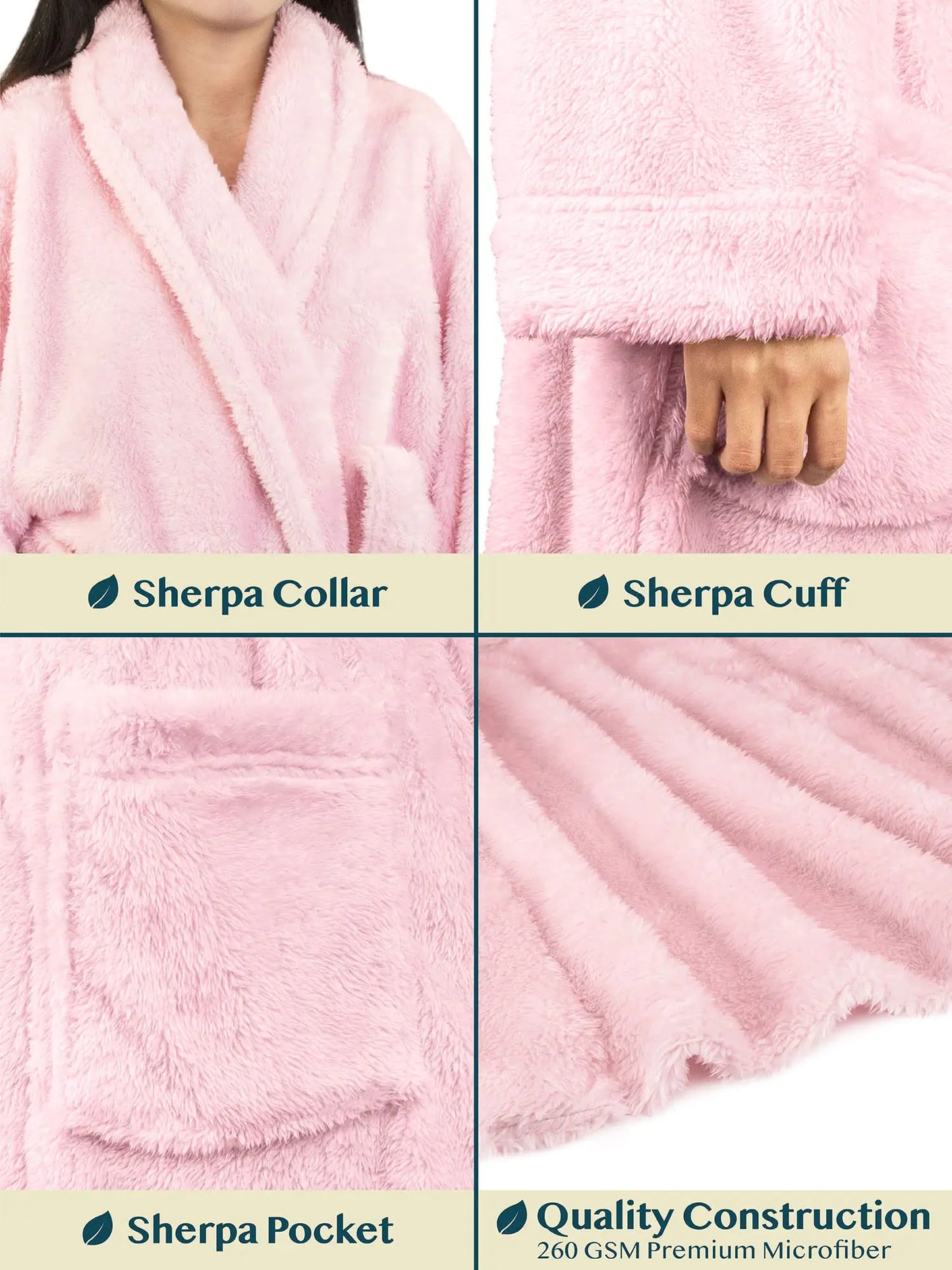 PAVILIA Premium Womens Plush Soft Robe Fluffy, Warm, Fleece Sherpa Shaggy Bathrobe 2X-3X Light Pink