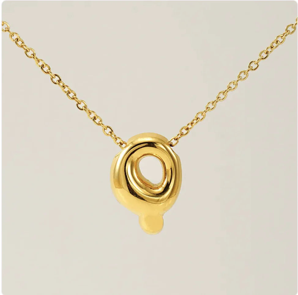 Women's Glossy Bubble Letter Pendant Necklace