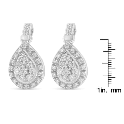 Aretes de oro blanco de 10 k con diamantes de talla redonda (0,75 cts, color HI, claridad I1-I2)