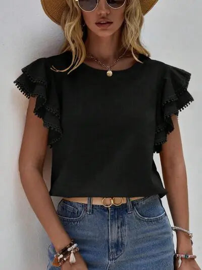 Blusa con mangas cortas y volantes Denise