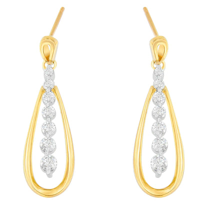 14K Two Toned Gold Dangling Diamond Drop Earrings (1.00cttw, H-I color,SI1-SI2 clarity)