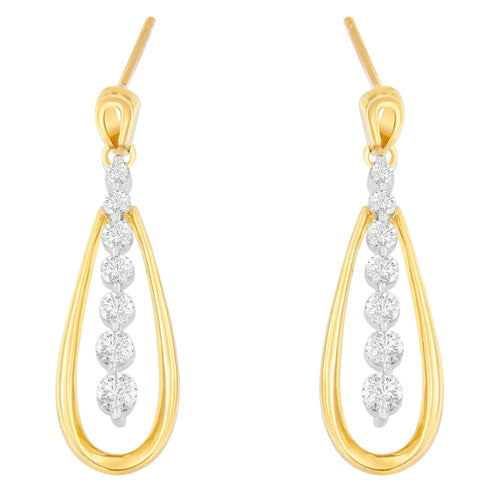 14K Two Toned Gold Dangling Diamond Drop Earrings (1.00cttw, H-I color,SI1-SI2 clarity)