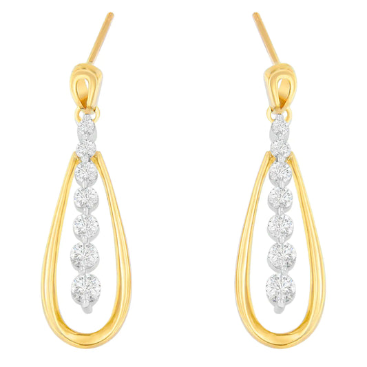 14K Two Toned Gold Dangling Diamond Drop Earrings (1.00cttw, H-I color,SI1-SI2 clarity)