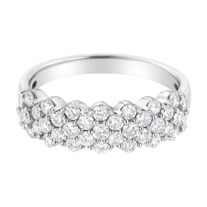 .925 Sterling Silver 1 cttw Lab Grown Diamond Cluster Band Ring (F-G Color, VS2-SI1 Clarity)