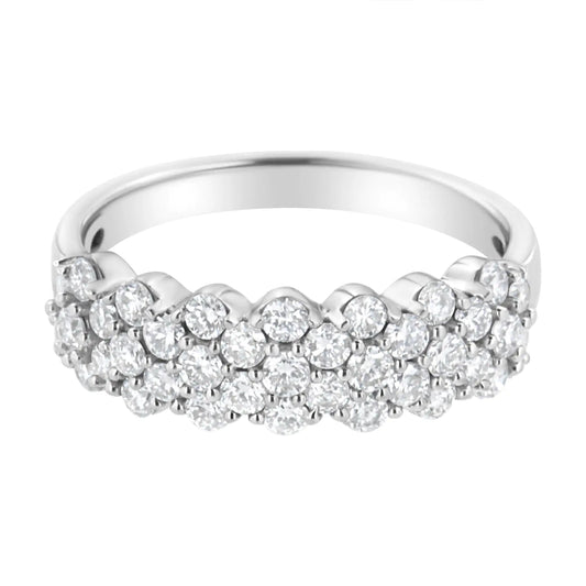 .925 Sterling Silver, 1 cttw Lab Grown Diamond Cluster Band Ring (FG Color, VS2-SI1 Clarity)