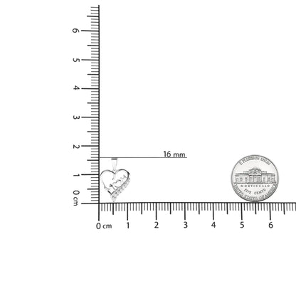 .925 纯银 1/4 克拉钻石“妈妈”和敞开的心形 18 英寸吊坠项链（IJ 颜色，I2-I3 净度）