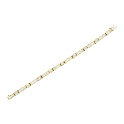 14K gult gull Multi-Cut Diamond Box Square Link armbånd (7,33 cttw, HI Color, SI1-SI2 Clarity)