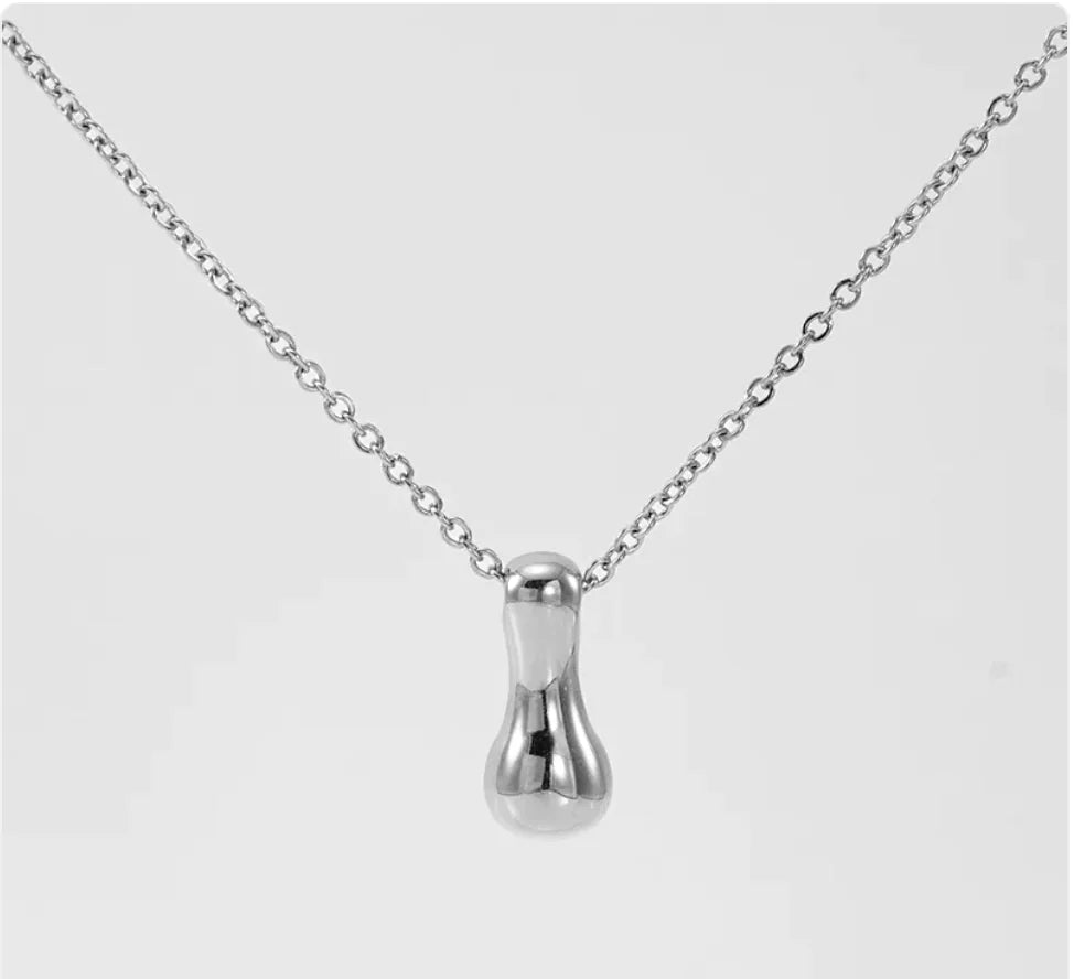 Women's Glossy Bubble Letter Pendant Necklace