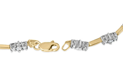 Pulsera de tenis de oro amarillo de 10 quilates con 1,00 cts de diamantes y 3 piedras de 18 cm (color HI, claridad I2-I3)