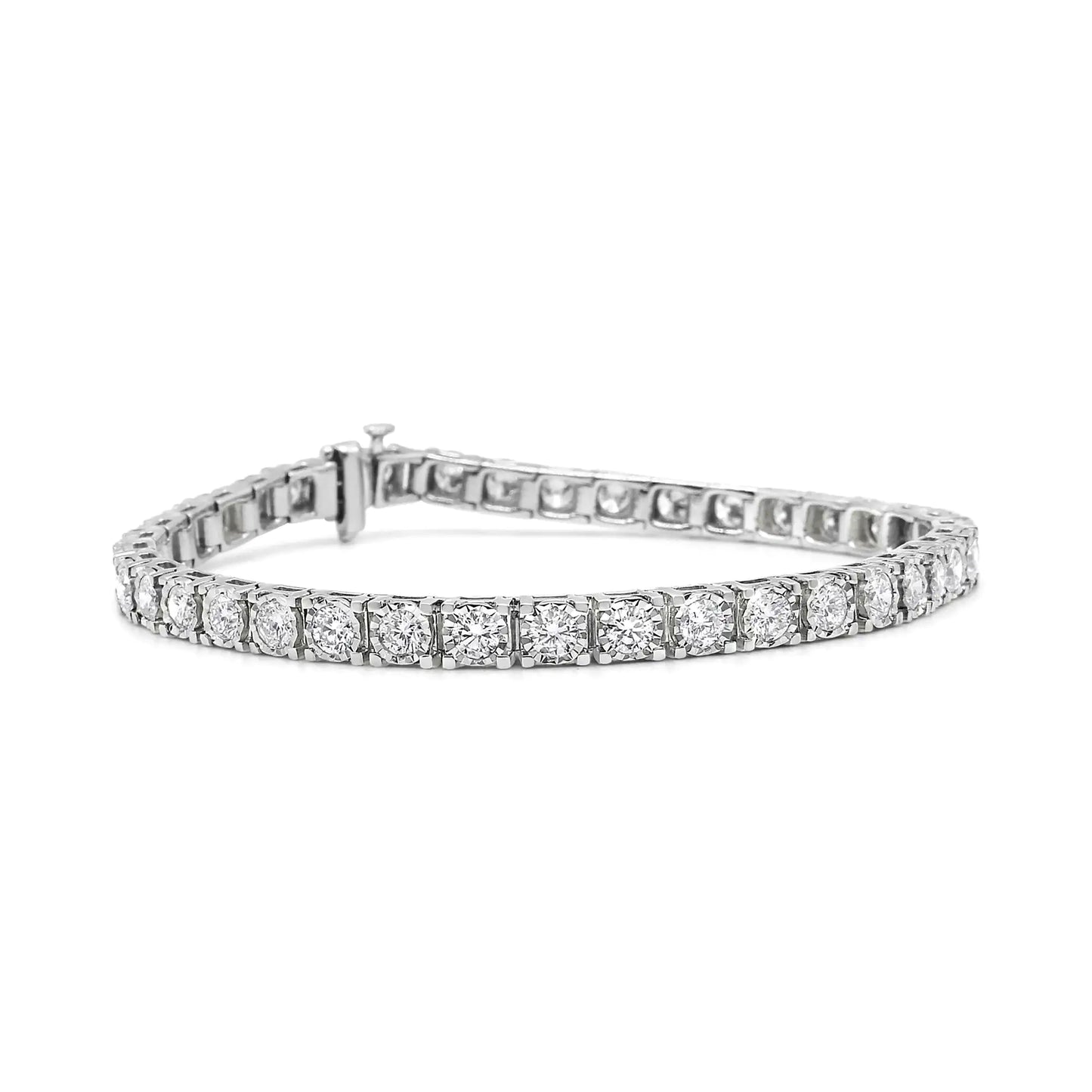 14K hvitt gull 5.0 Cttw Mirakelsett Rundskåret Lab Grown Diamond Illusion 7" tennisarmbånd (FG farge, VS2-SI1 Clarity)