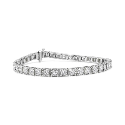 14K hvitt gull 5.0 Cttw Mirakelsett Rundskåret Lab Grown Diamond Illusion 7" tennisarmbånd (FG farge, VS2-SI1 Clarity)