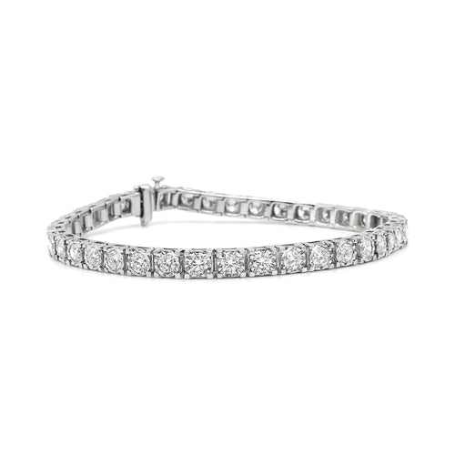 14K hvitt gull 5.0 Cttw Mirakelsett Rundskåret Lab Grown Diamond Illusion 7" tennisarmbånd (FG farge, VS2-SI1 Clarity)