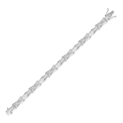 Pulsera de oro blanco de 14 quilates con diamantes de talla baguette y princesa (8,09 cts, color HI, claridad SI1-SI2)