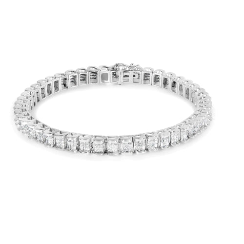 14K White Gold 3.00 Cttw Princess-Cut Diamond Link 7.5" Bracelet (H-I Color, SI1-SI2 Clarity)