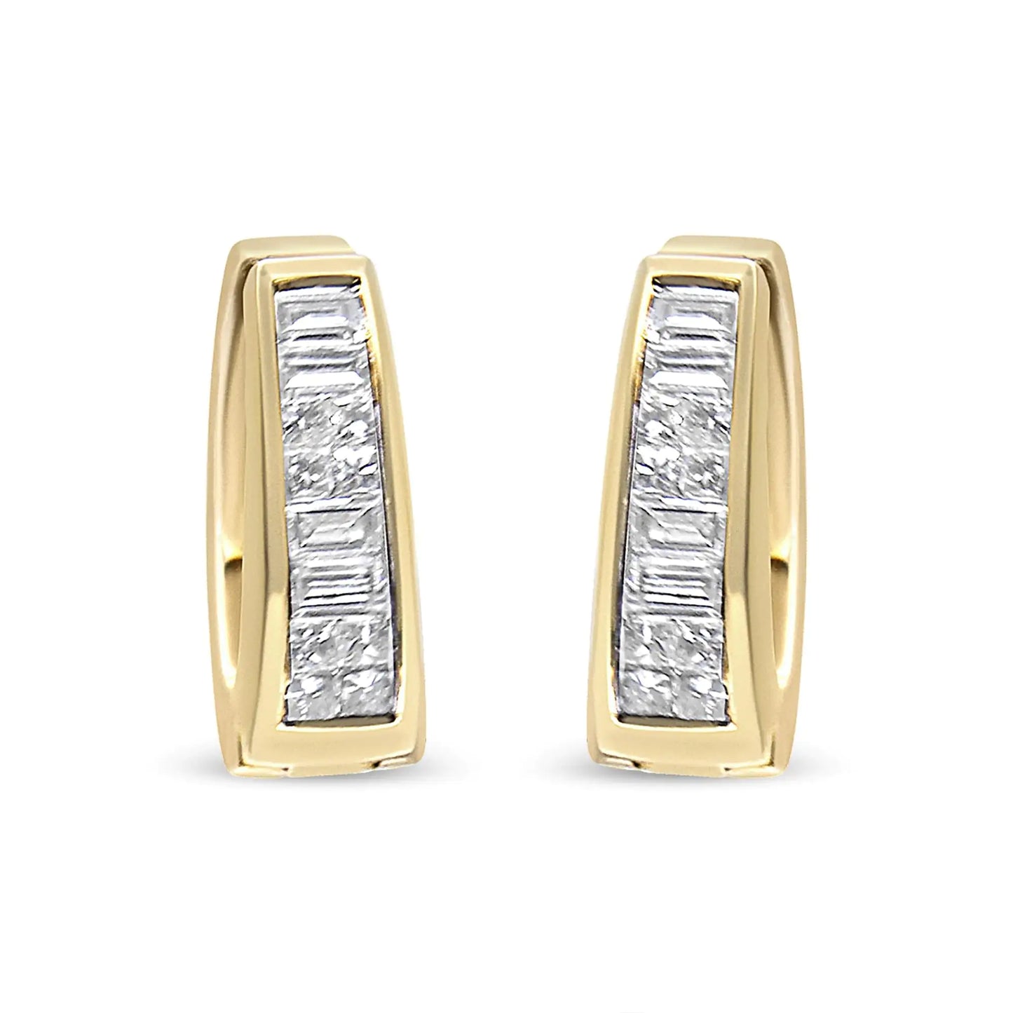 14K Yellow Gold 1 cttw Baguette and Princess Cut Diamond Earrings (H-I, VS1-VS2)