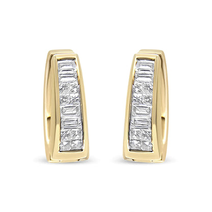 14K Yellow Gold 1 cttw Baguette and Princess Cut Diamond Earrings (H-I, VS1-VS2)