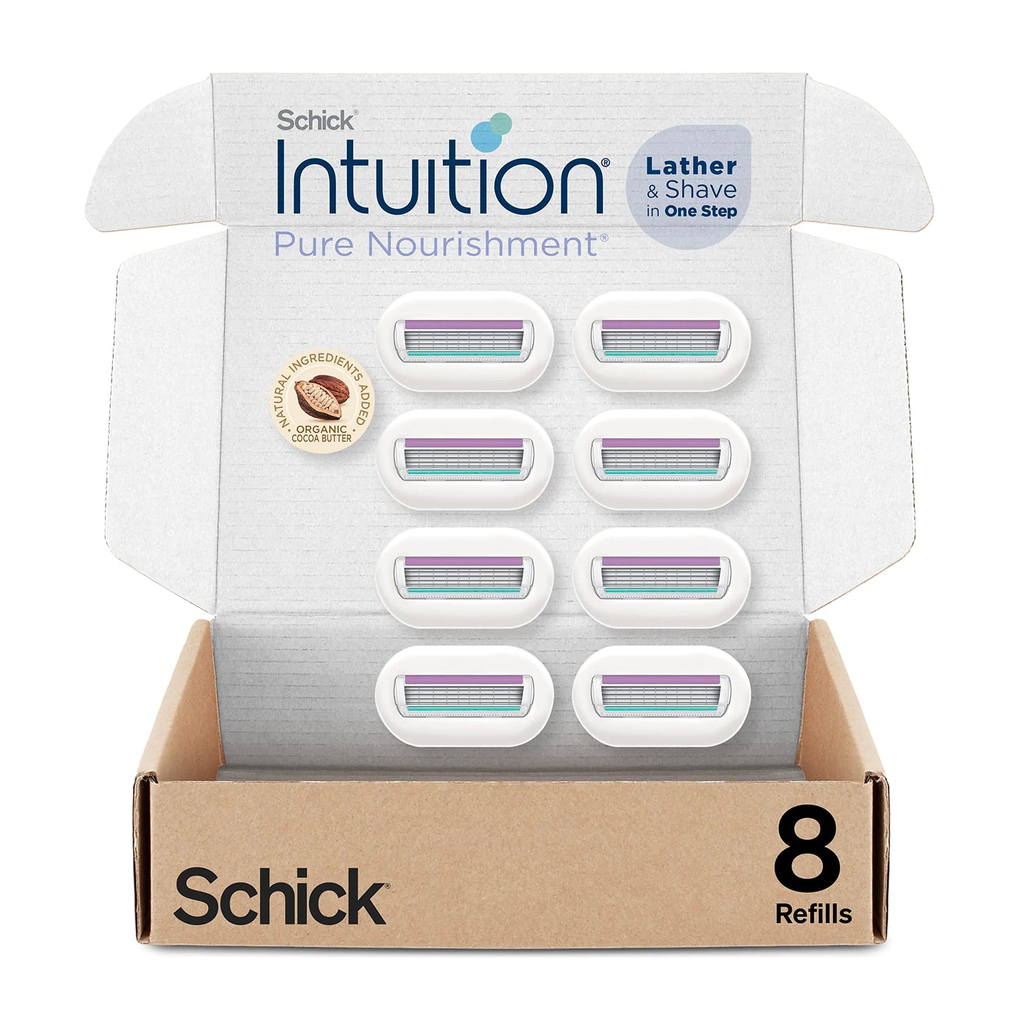 Schick Intuition Refill, ren næring barberhøvler for kvinner | Intuisjon barberblad Refill &amp; Schick Hydro Silk Touch-Up Dermaplaning Tool med presisjonsdeksel, 3ct | Dermaplane Razor Refills + Dermaplaning Tool, Schick Intuition Razor Refills