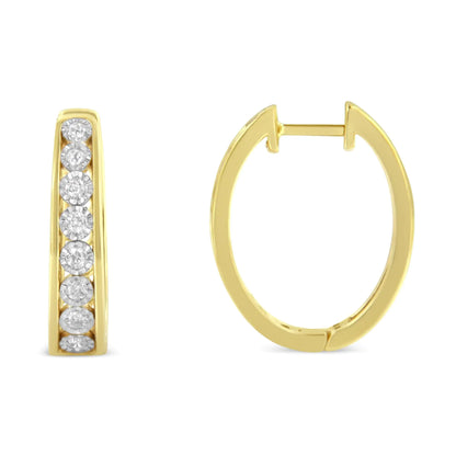 Aros de diamantes en oro amarillo y blanco de 10 quilates (1/2 ct, color JK, claridad I2-I3)