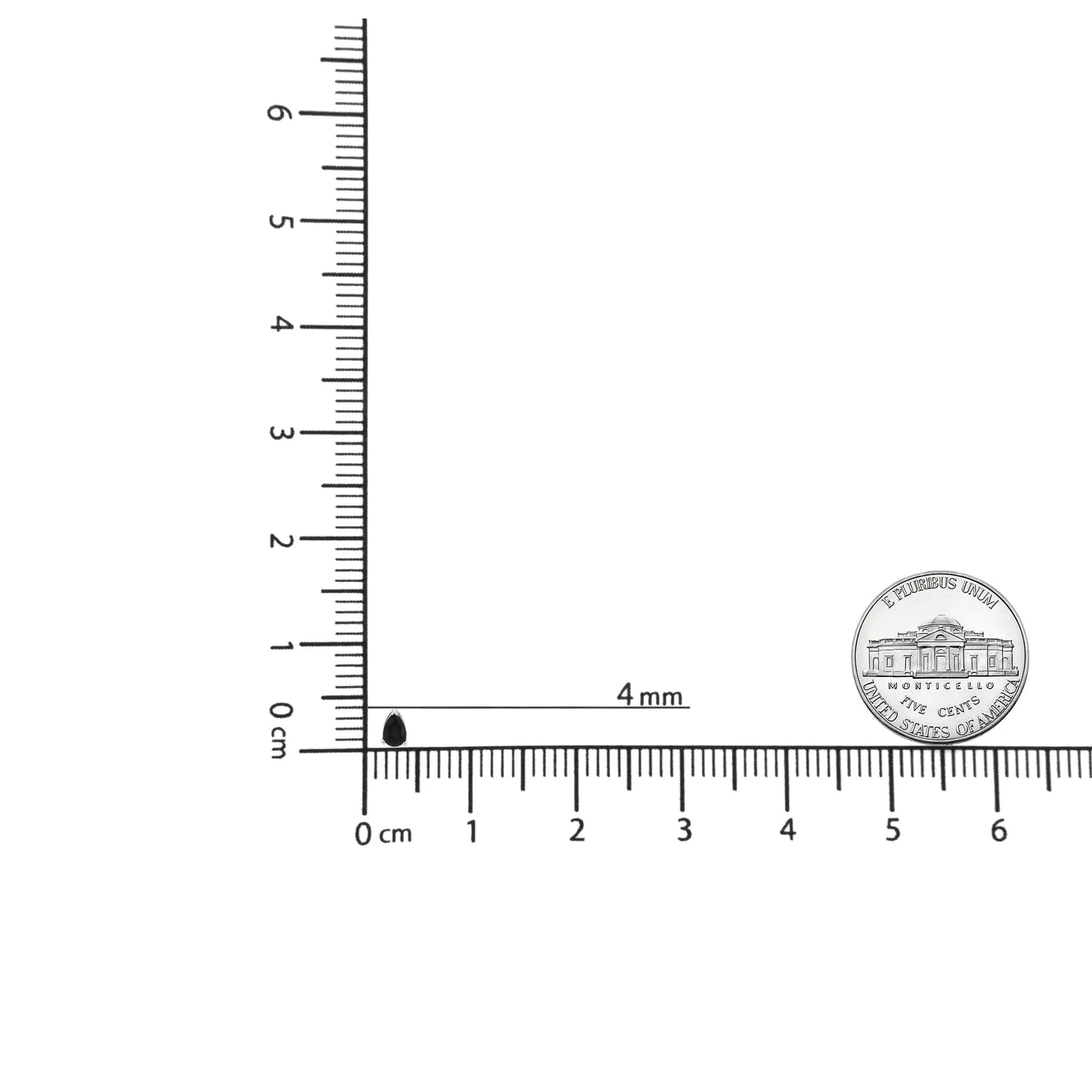 14K 白金处理黑色梨形单石钻石 3 爪耳钉（黑色，VS2-SI1 净度）