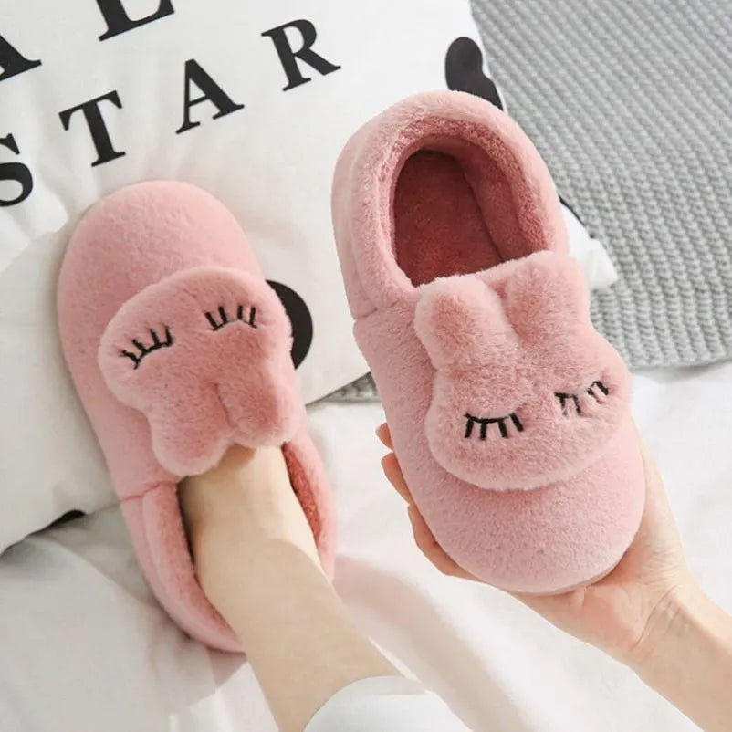 Chanclas de casa con diseño de conejo de dibujos animados para mujer