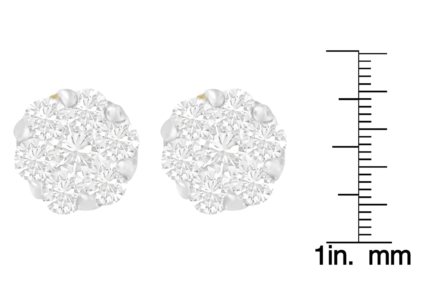 14K gult gull rundslipte diamantøreringer (1 cttw, IJ-farge, SI1-SI2 Clarity)