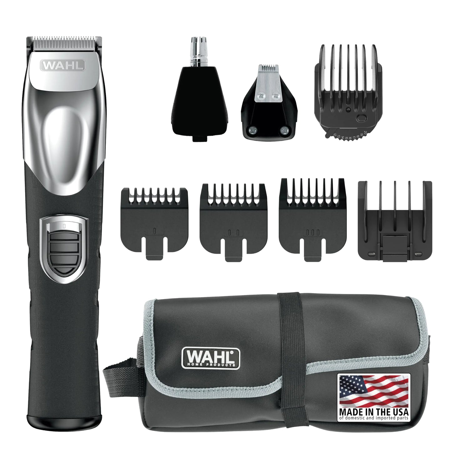 Wahl USA Rechargeable Lithium Ion All in One Beard Trimmer for Men with Detail and Ear & Nose Hair Trimmer Attachment – Model 9854-600B