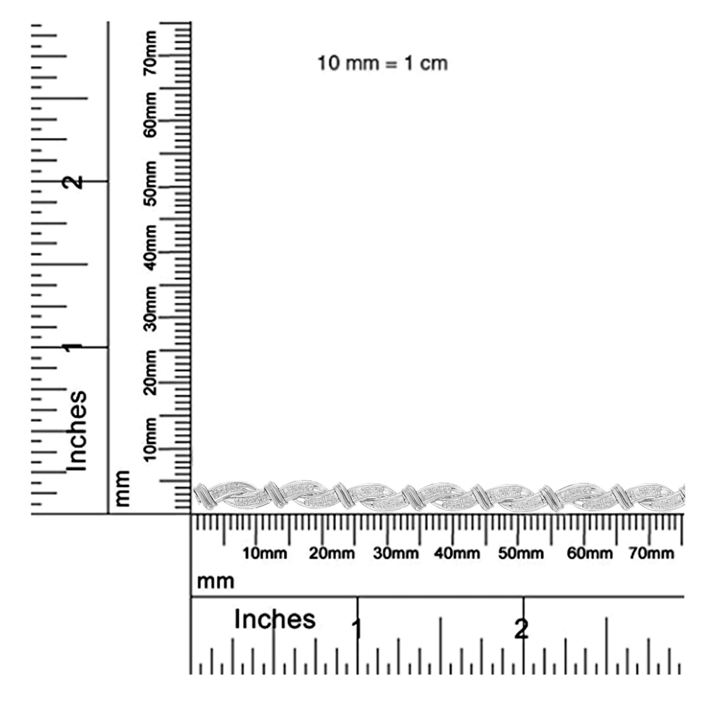 14K valgekuldne 4,0 Cttw nähtamatu komplekt Princess-Cut Diamond Wave Style Link käevõru (HI Color, SI2-I1 Clarity) – 7"