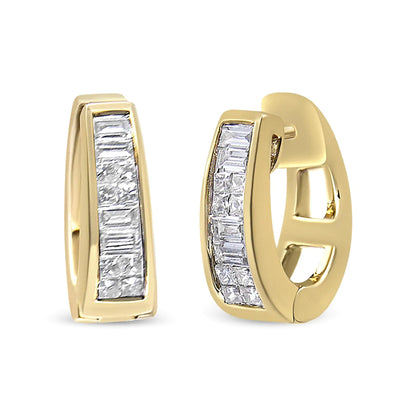 14K Yellow Gold 1 cttw Baguette and Princess Cut Diamond Earrings (H-I, VS1-VS2)