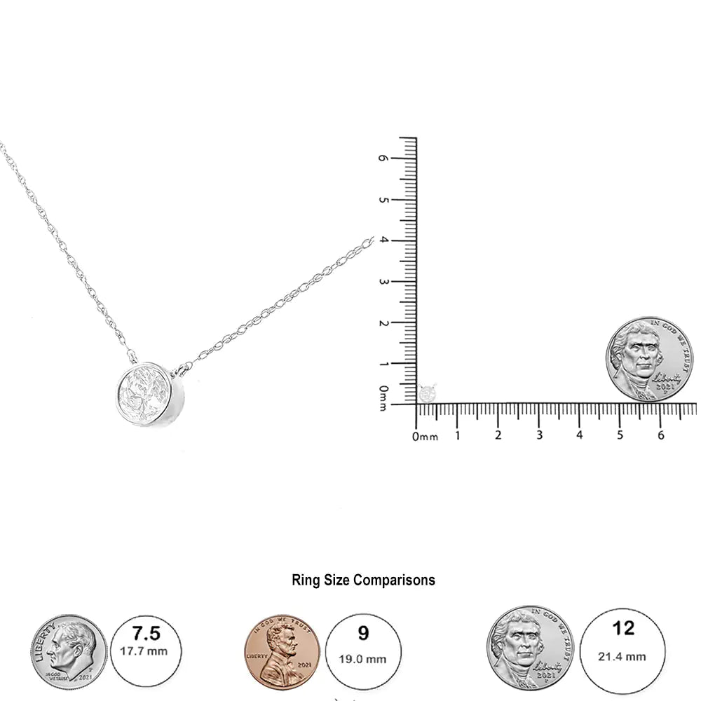 10K 白金 1/5 克拉圆形明亮式切割钻石现代镶边单石 16 英寸 - 18 英寸吊坠项链（HI 颜色，SI2-I1 净度）