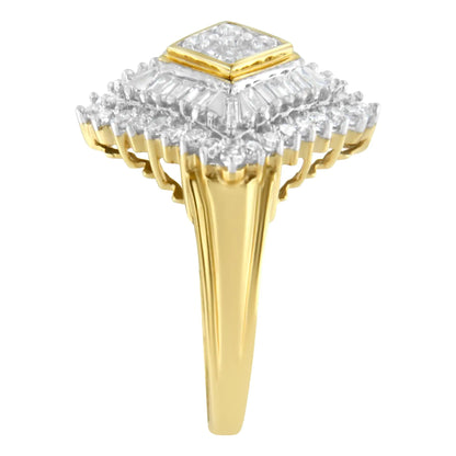 10K Yellow Gold Diamond Ballerina Ring (1 Cttw, I-J Color, I1-I2 Clarity)