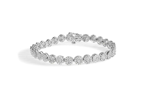 14K valge kuld 2,00 Cttw Diamond Halo Link tennisekäevõru (HI Color, I1-I2 Clarity) – 7 tolli