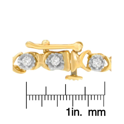 10K Yellow Gold Round Cut Diamond 'X' Bracelet (0.50 cttw, I-J Color, I3 Clarity)