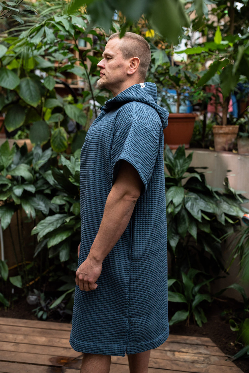 Short-Sleeve Surf Poncho - Cotton Waffle