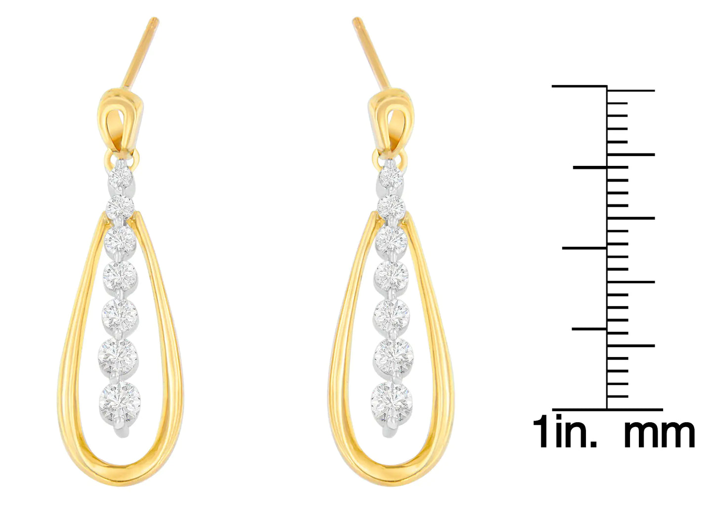 14K Two Toned Gold Dangling Diamond Drop Earrings (1.00cttw, H-I color,SI1-SI2 clarity)