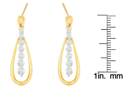 14K Two Toned Gold Dangling Diamond Drop Earrings (1.00cttw, H-I color,SI1-SI2 clarity)