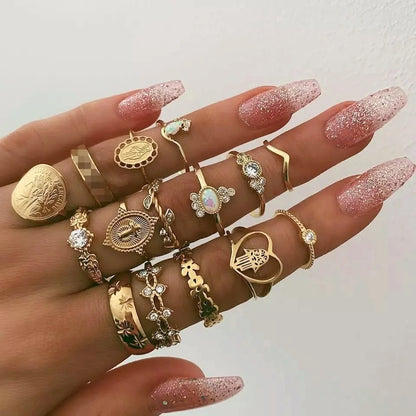 Juego de anillos vintage para mujer