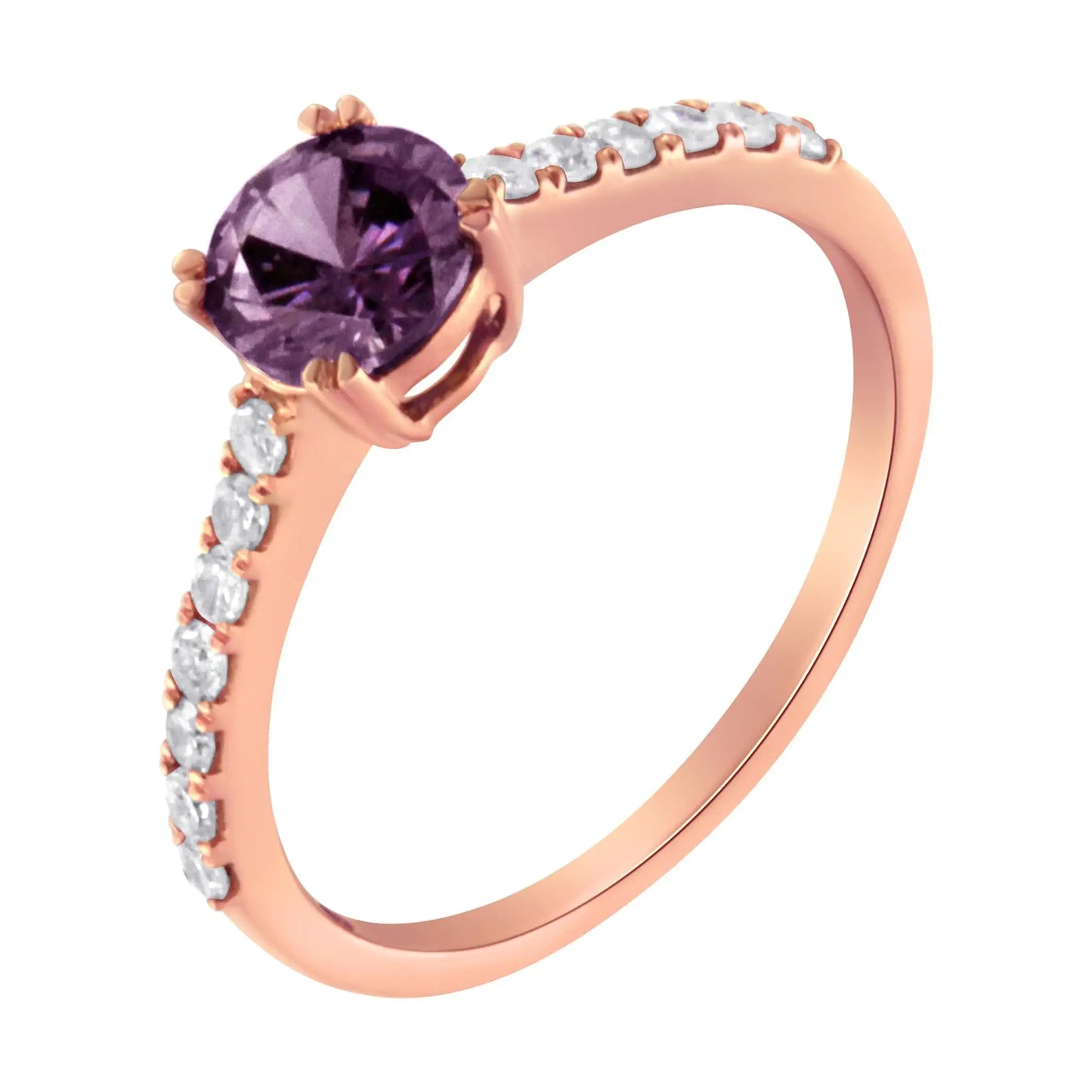 10K Roségold 1/4 Karat Diamant ja 6MM Edelstein Halo Ring (HI Farbe, I1-I2 Reinheit)