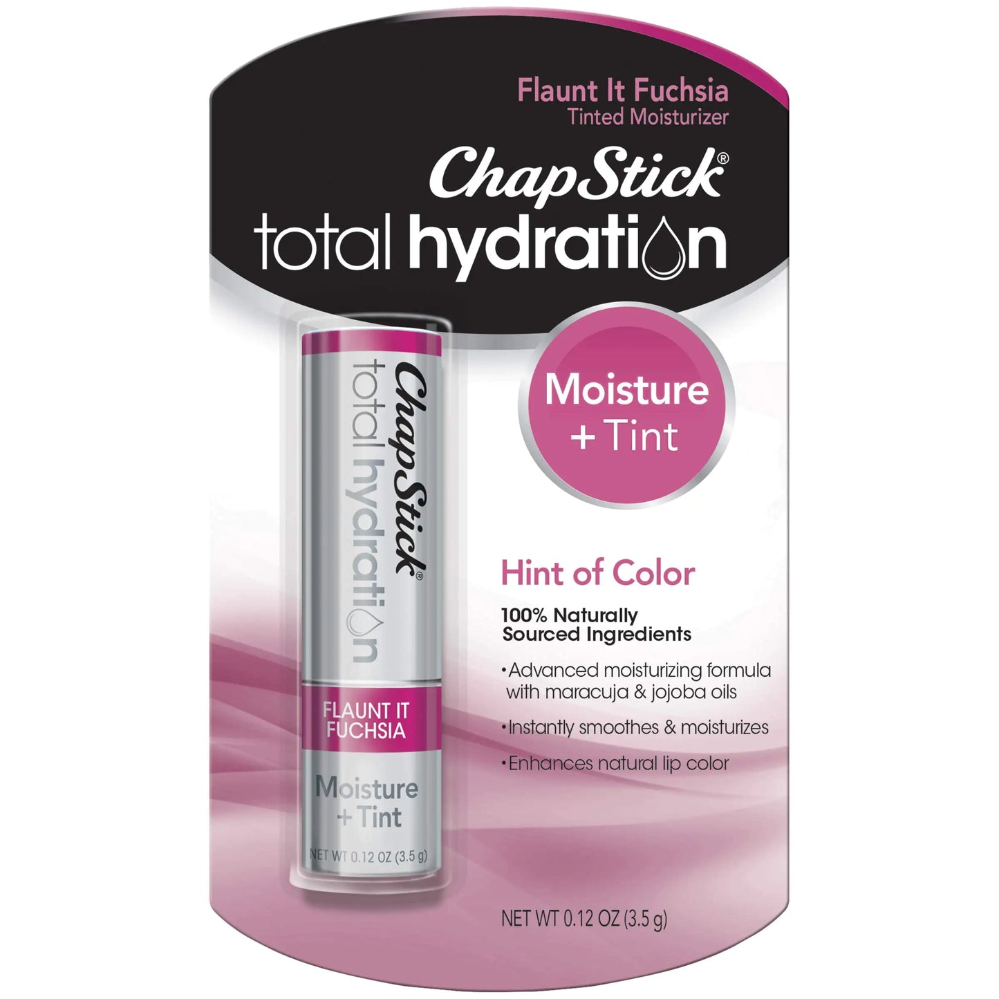 ChapStick Total Hydration Moisture + Tint Flaunt It Fuchsia Tinted Lip Balm Tube, Tinted Moisturizer - 0,12 Oz