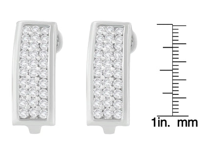 Pendientes de oro blanco de 14 quilates con diamantes de talla redonda de 1 ct (HI, SI1-SI2)