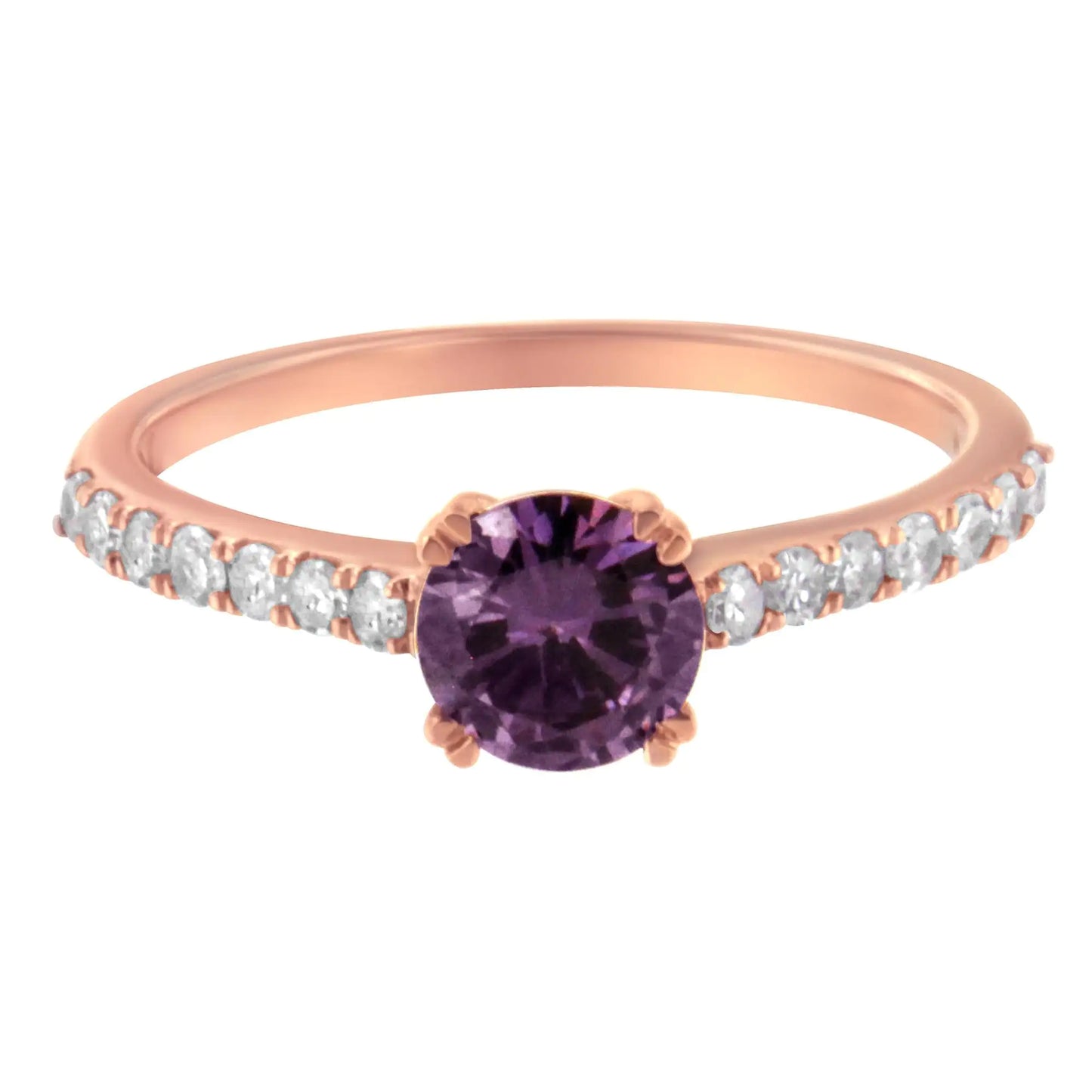 10K Roségold 1/4 Karat Diamant ja 6MM Edelstein Halo Ring (HI Farbe, I1-I2 Reinheit)