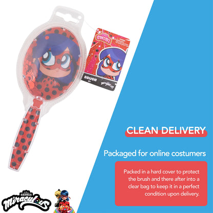 Miraculous Hair Brush with Magical Sparkling Stars Ladybug Confetti Hair Brush - Kids Hair Brush Ages 3+ Red Red Ladybug Hair Brush