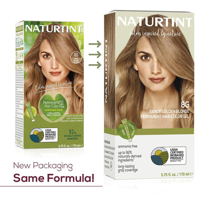 Naturtint Permanent hårfarge 8C kobberblond (pakke med 1), ammoniakkfri, vegansk, grusomhetsfri, opptil 100 % grå dekning, langvarige resultater. Kobberblond hårfarge