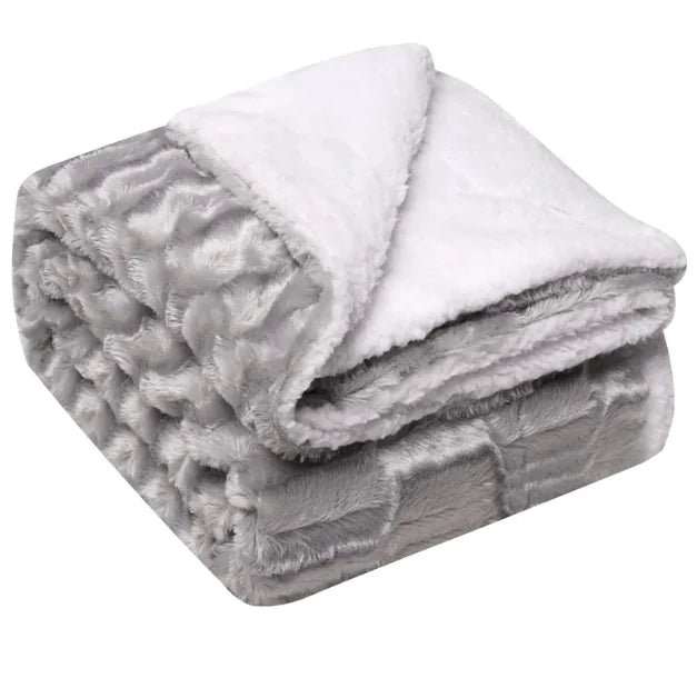 Thickened Flannel & Lamb Wool Double-Sided Blanket