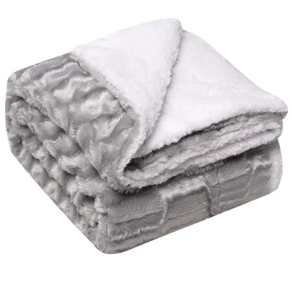 Thickened Flannel & Lamb Wool Double-Sided Blanket