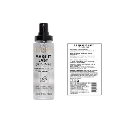 Milani Make It Last Original - Natural Finish Setting Spray 3-in-1 Setting Spray and Primer- Prime + Correct + Set Makeup Finishing Spray and Primer - Long Lasting Makeup Primer and Spray 2.03 Fl. Oz